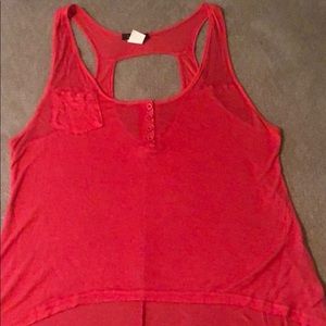 Pink asymmetrical tank top
